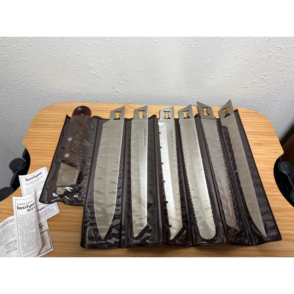 VTG Kershaw Blade Trader Knife Set Brown Rosewood 6 Interchangeable Blades